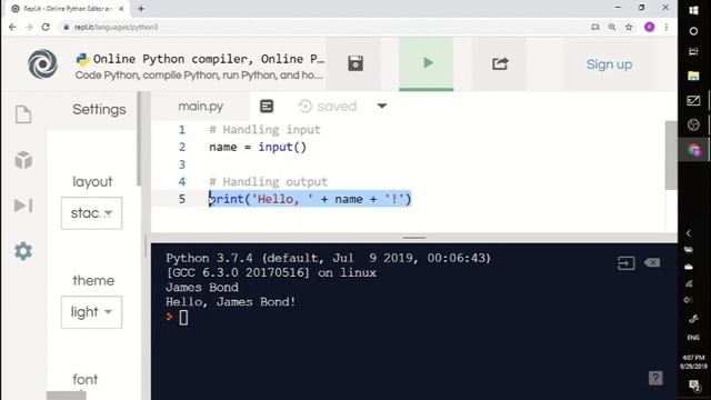 Basic Input/Output 1 - Python
