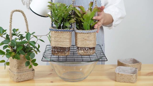 마끈 긴줄 바구니, 뜨개실, DIY, 마크라메 손잡이 매듭, 공기정화 식물심기, 넝쿨식물, 플랜테리어 : plastic recycling, PET bottle, смотреть онлайн