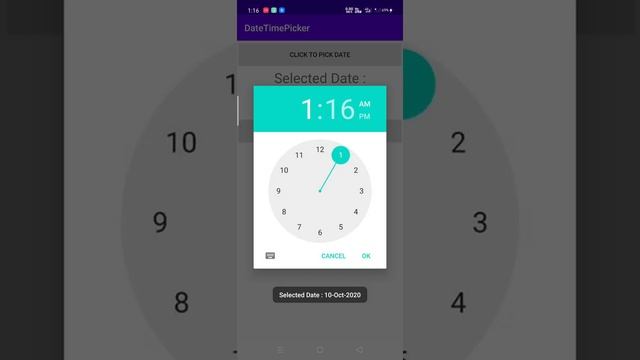 Kotlin Date And Time Picker Dialog Example Output