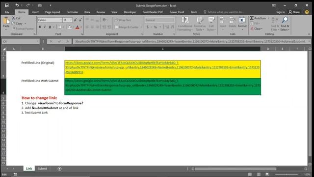 Submit Google Form From VBA Macro Excel File