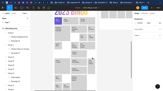 2023 Art Goals ✧ Let’s Create my Creative Bingo Card on Figma смотреть онлайн