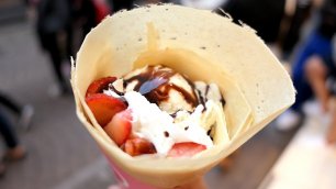 Блинчики, Мороженое, хлопок конфеты - японская сладкая уличная еда.
