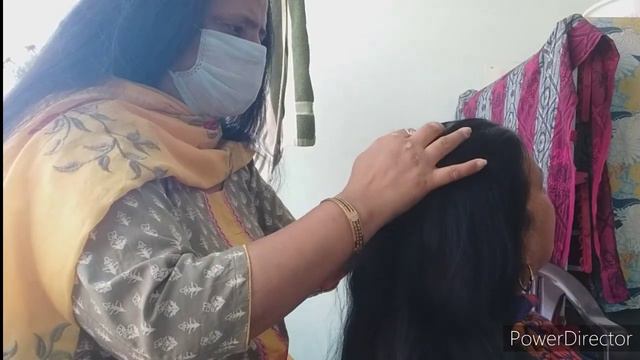 Nitpicking | Long Dark Hair Nit & Licepicking Real Sound | Traditional way Nitpicking with si .....