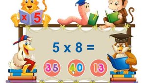 Таблица умножения на 5 с тигром. Multiplication table of 5