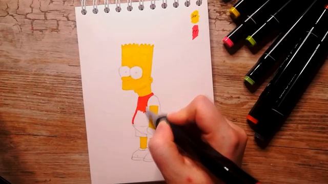 Как нарисовать БАРТА СИМПСОНА. Простое рисование маркерами. Скетчинг для начинающих смотреть онлайн