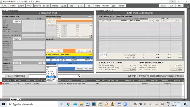 7 BETA - Beg  Balance and Bank Transactions