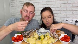 МУКБАНГ КОПЧЕНАЯ СКУМБРИЯ КАРТОФЕЛЬ ОВОЩИ МАРИНОВАННЫЙ ЛУК коптильня Hanhi 4