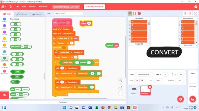 How to Create a Decimal to Binary Converter in Scratch!