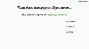 Видеоурок по русскому языку Устаревшие слова