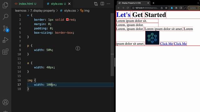CSS Course | CSS Display Property | inline and block elements | Web Development Course Tutorial 20
