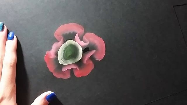 Мак плоской кистью. Китайская роспись. Onestroke. Painting. Flower