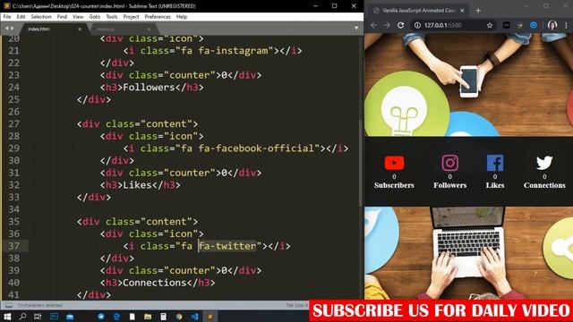 Make Counters On Website Using HTML CSS Vanilla JavaScript | Create Counter Up #counter