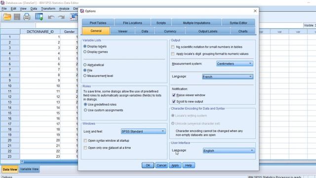 How to change User language in SPSS