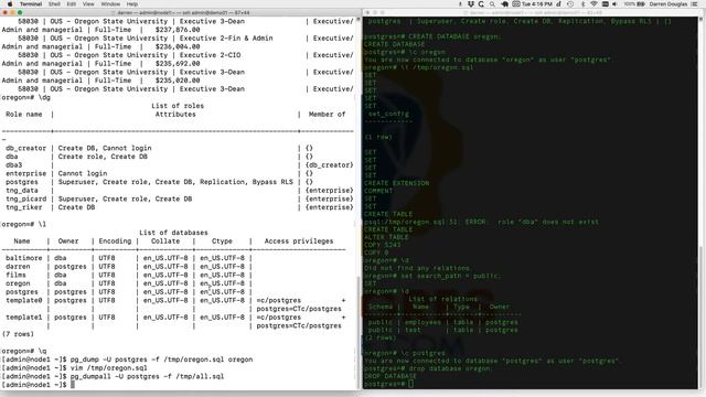 Backing up PostgreSQL users and groups (pg_dump and pg_dumpall) смотреть онлайн