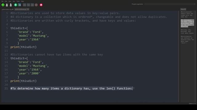 Python Basics 37 # Dictionary Basics