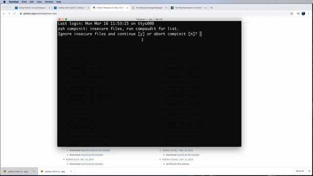 Install Python 3.8 and Django 3+ on macOS - 2 of 9 - Install Python 3.8 with the Python Installer