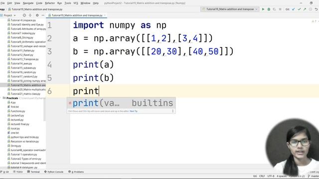 Numpy Library EP:17 | Matrix addition | Numpy tutorial in English |Matrix transpose | Numpy