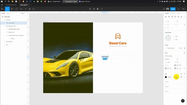 Cars Website Login page UIUX design. Figma Web UI UX - UI Rasel