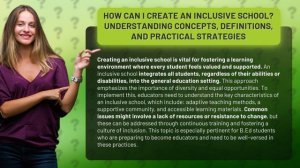 How Can I Create an Inclusive School? Understanding Concepts, Definitions, and Practical Strategies