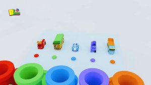 The Wheels on the Bus Go Round and Round - Learn Vehicle Names and Learn Colors with Pacman