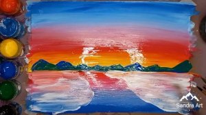 Как нарисовать зимний лес//Рисуем закат в зимнем лесу//Краски гуашь