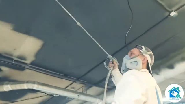 Покраска потолка безвоздушным методом.