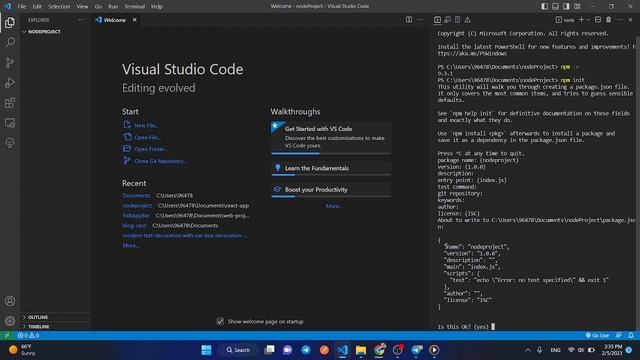 how make node project with vscode | MERN COURSE in Arabic