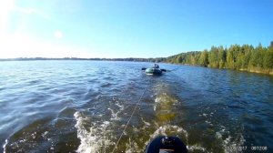 Hangkai 6 + Ривьера 3200ск (2 чел. в лодке  + 1 на буксире). оз.Святое, Шатура.