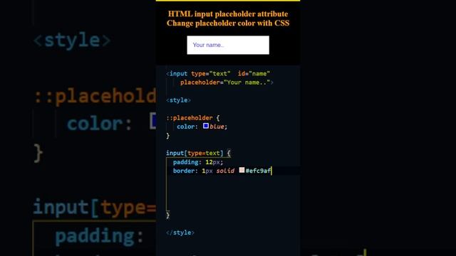 HTML input placeholder attribute,  Change  placeholder color with CSS, style an HTML textbox input