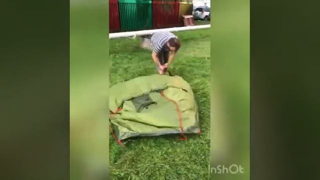 Как сложить 2-х местную Палатку с предбанником Maclay смотреть онлайн