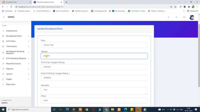 Internet Service Provider Management System Using PHP and MySQL Last Updated 27 August 2022 | PHP