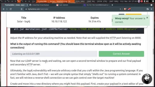 TryHackMe - "Solar" Leveraging Log4j Exploit and Mitigation смотреть онлайн