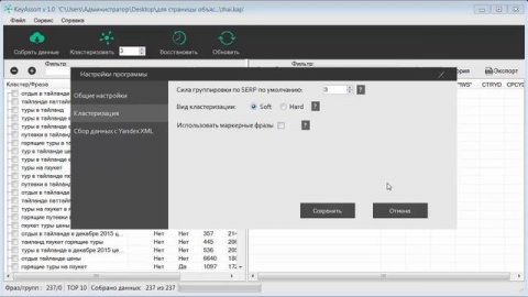 Кластеризация (группировка) семантического ядра в программе KeyAssort