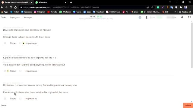 Перевод плохой или нормальный? [ru-en] | 0.03$ Per Task | 100% solved | Toloka Yandex смотреть онлайн