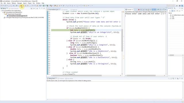 Scanner Java Example смотреть онлайн