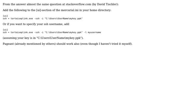 How to let TortoiseHg (Mercurial) on Windows use the Private Key file generated (by Puttygen)? смотреть онлайн