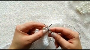 Двойная шапка полой резинкой с бусинками