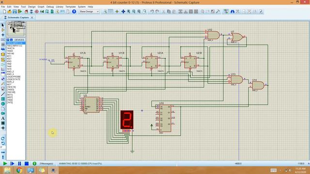 4 bit up counter (0-12) proteus tutorial смотреть онлайн