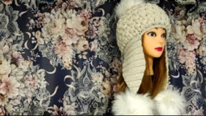 ШАПКА С УШКАМИ КРЮЧКОМ, УЗОРОМ ЗВЕЗДОЧКИ. Шапочка для начинающих. (720p).mp4