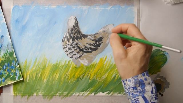 Как нарисовать курочку с цыплятами//Гуашь смотреть онлайн