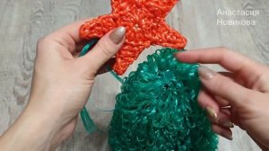Мочалка-елочка крючком часть 2