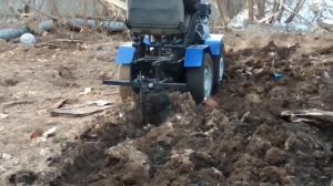 Первая пахота на самодельном минитрактора 4х4