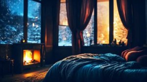 ?10 hours cozy winter cabin with fireplace | Blizzard sounds, you need peace of mind, take a break