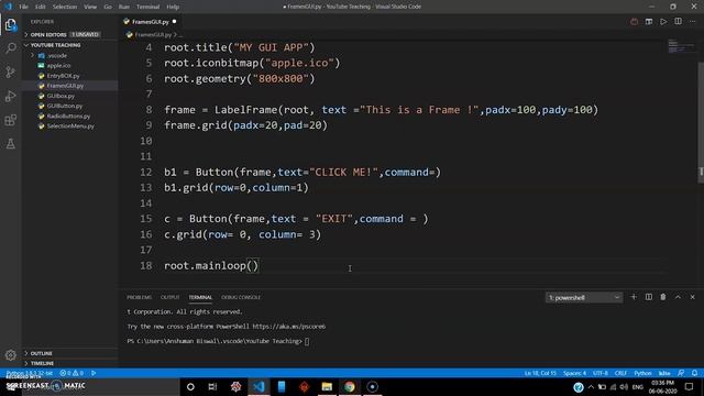 Using Frames and Exit Buttons in TKinter and Python -  Python Tutorial(2020) #9