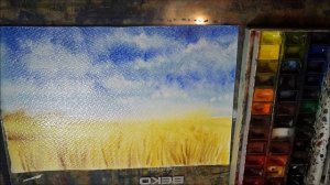Рисуем акварелью пшеничное поле