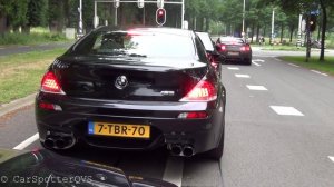 2x BMW M6 E63 w/ Hamann exhaust + 2x C63 (iPE): LOUD Accelerations, Revvs & Downshifts