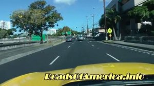 Driving in Honolulu: Entering Interstate H-1 Lunalilo Freeway