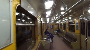 Атмосферно. Метропоезд Санкт-Петербурга 9-66: метровагон Ем (ЛВЗ), б. 3877 - 1 линия (19.02.19)