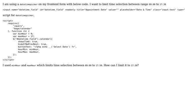 Magento: Magento 2 DateTime picker - Limit time selection range смотреть онлайн