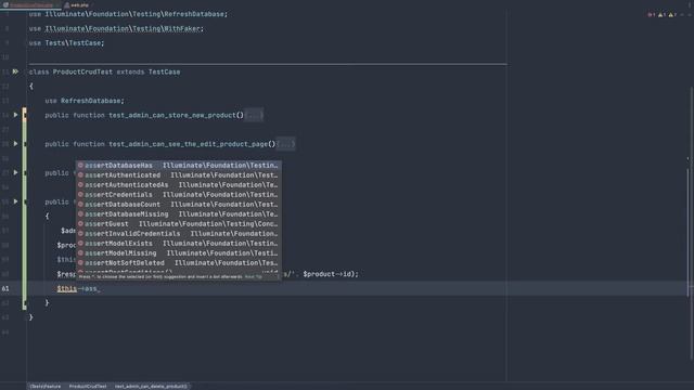 #11 Testing in Laravel | Test Authenticated User Can Delete Product | Laravel Testing Tutorial